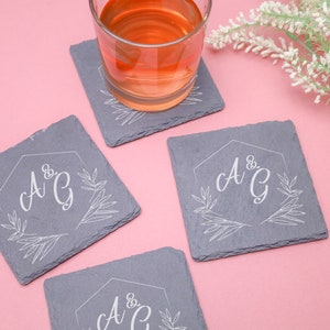 Wedding Gift,Stone Coaster,Personalized Coasters,Gift for Her,Custom Gift,Monogram Coasters,Bridal Shower Gift,Anniversary Gift,Personalized