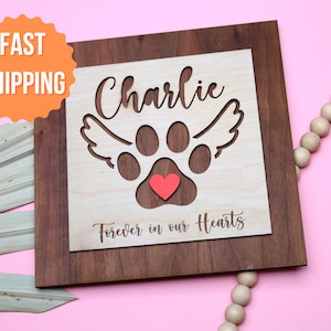 Personalized Pet Memorial Sign: Paw Print with Wings, Dog Remembrance Gift