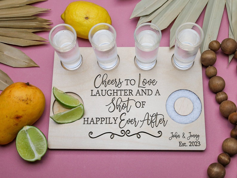 Gift for Bride,Personalized Wedding Gift,Unique Wedding Gift,Tequila Flight Board,Couple Shot Board,Engagement Gift,Bridal Shower Gift