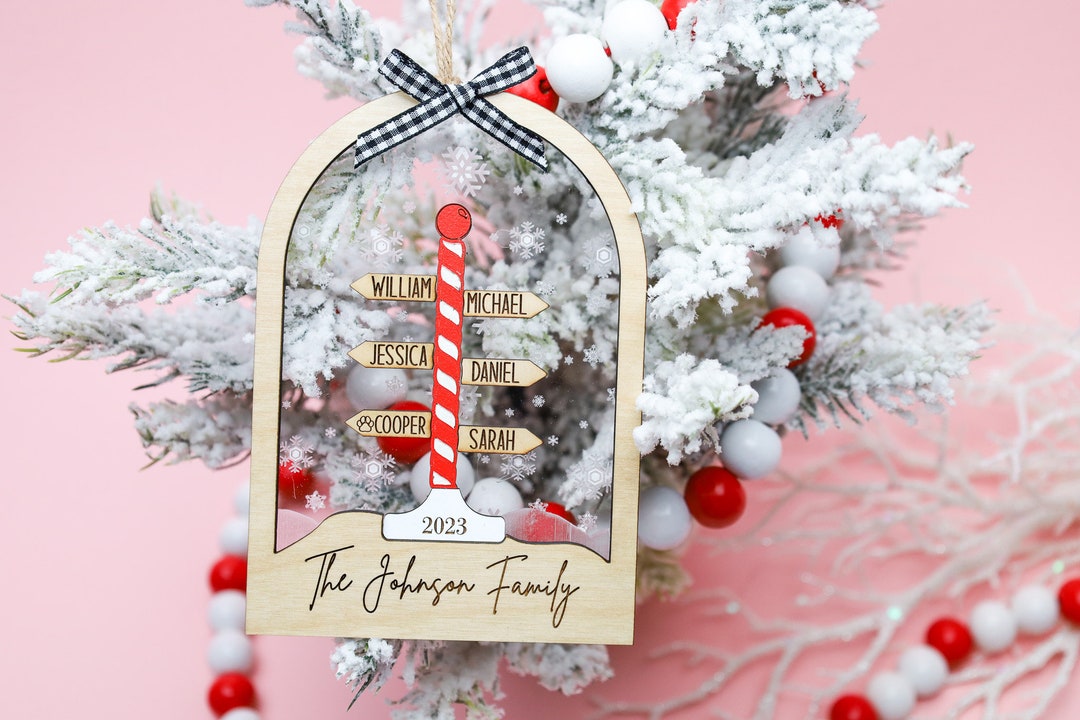 Personalized North Pole Family Christmas Ornament: Custom Wood Gift - Etsy