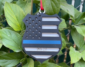 Police Ornament,Blue Line Ornament,Cop Ornament,Gift for Cop,Cop Christmas Ornament,Christmas Ornament,Personalized Decor,Custom Ornament
