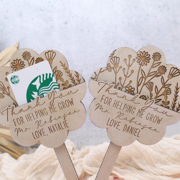 Teacher Gift Card Holder,Teacher Plant Sign,Teacher Appreciation Week,Teacher Keepsake,Helping Me Grow,Teacher Thank You Gift