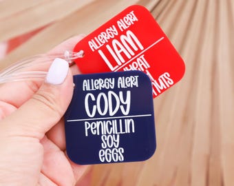Custom Acrylic Allergy Tag: Medical Alert for Backpacks
