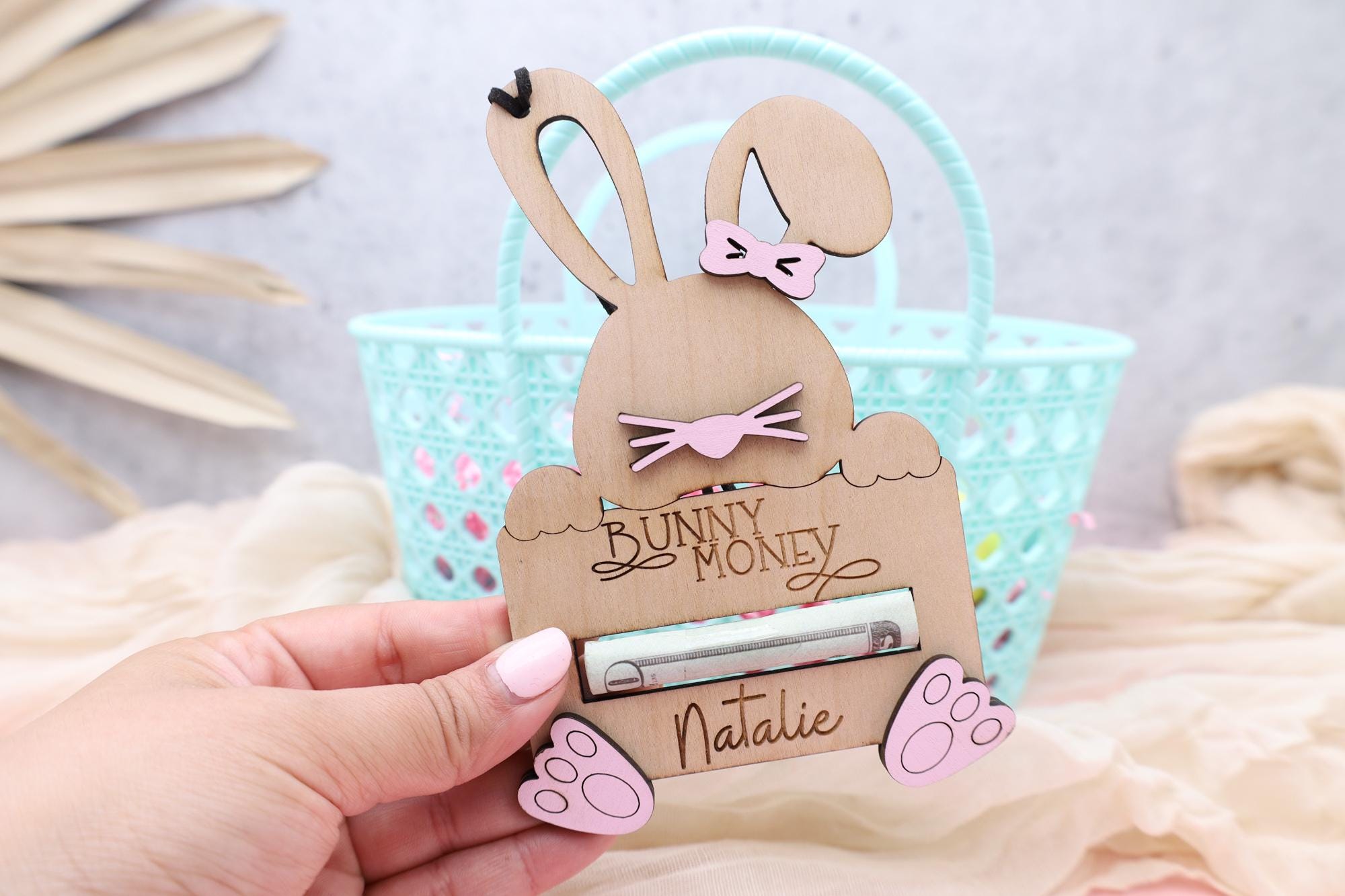 Easter Bunny Money Holder, Custom Easter Basket Tag, Basket Stuffer for Kids