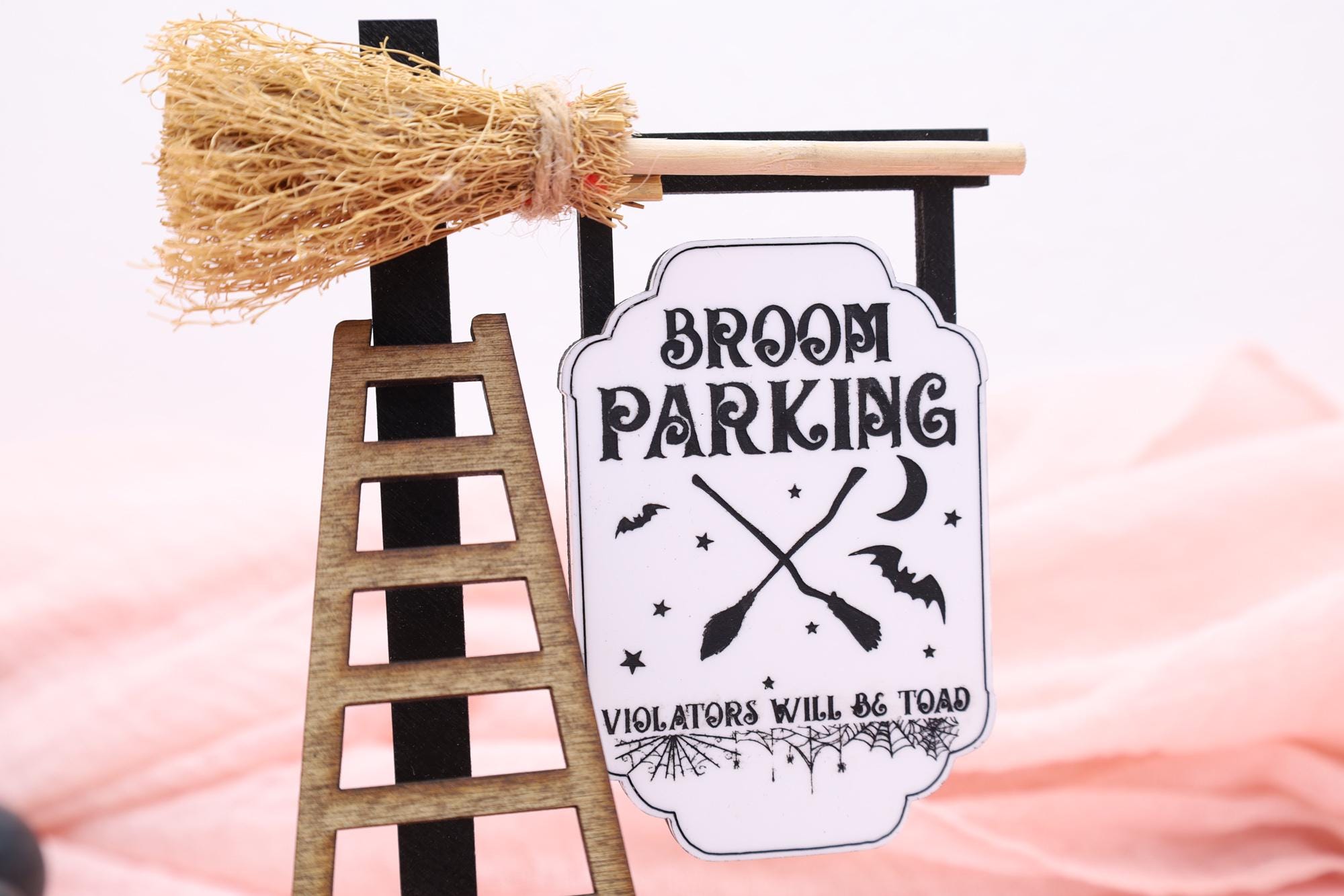 Halloween Broom Parking Sign – Tiered Tray Witch Decor - Etsy