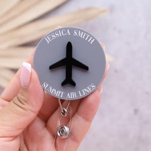 Custom Airplane Badge Reel: Aviation ID Holder, Airline Crew Gift