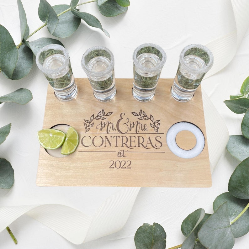 Mr & Mrs Tequila Board,Personalized Gift,Housewarming Gift,Wedding Gift,Wedding Favors,Engagement Gift,Gift for Couple,Tequila Board image 2