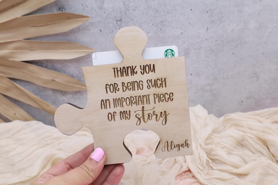 Important Piece Puzzle,Gift Card Holder,Teacher Appreciation,Thank You Gift, Caregiver Gift,Gift for Therapist,Mentor Appreciation