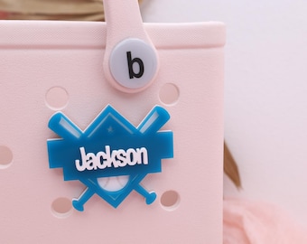 Baseball Bogg Bag Charm: Custom Kids Sports Bag Tag