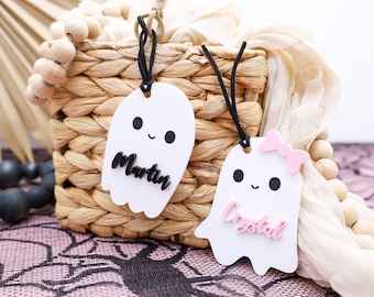 Personalized Halloween Basket Tag: Acrylic Ghost Trick or Treat Decor