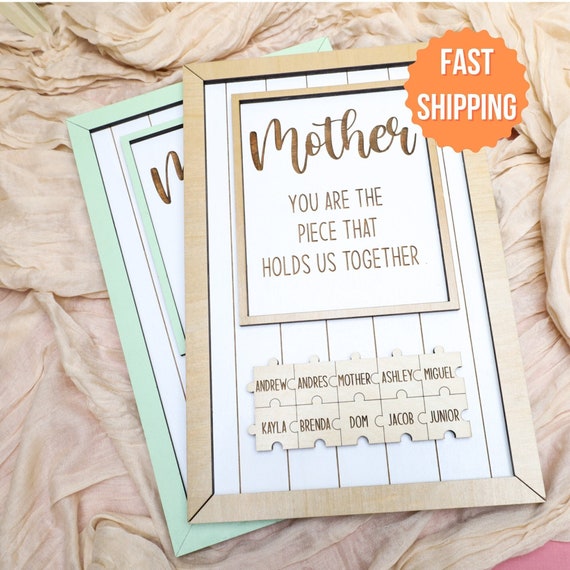 Mom Puzzle Sign,Mother's Day Gift,You are the Piece that Holds Us,Mom Puzzle Plaque,Customized Puzzle,Gift from Kids,Gift for Nana, Mom Gift