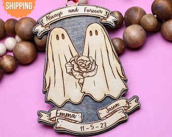Halloween Decor,Ghost Couple Gift,Christmas Ornament,Wedding Gift,Gift for Bride,Our First Christmas,Gift for Couple,Spooky Decor