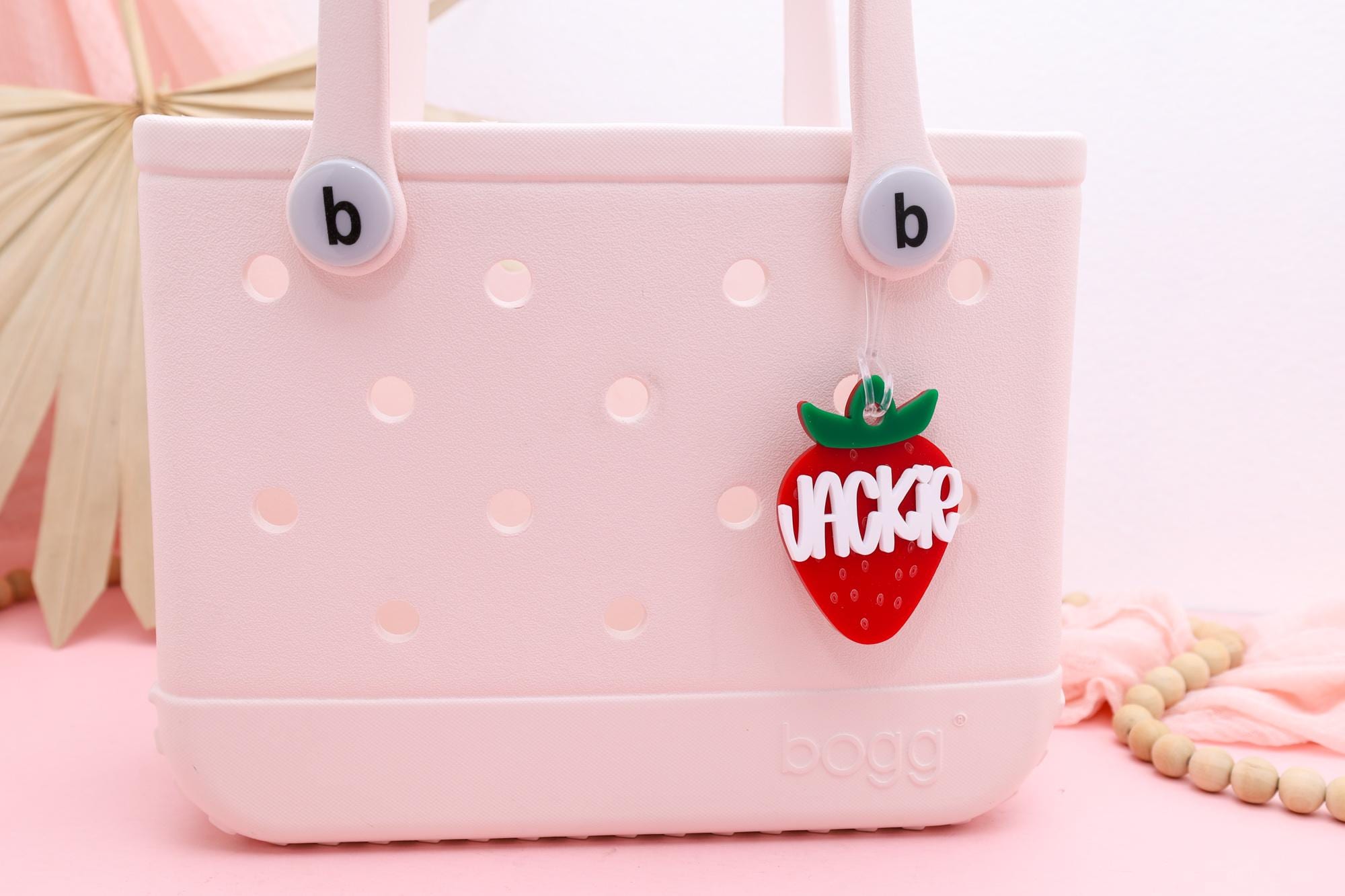 Personalized Strawberry Bogg Bag Tag: Acrylic Summer Charm