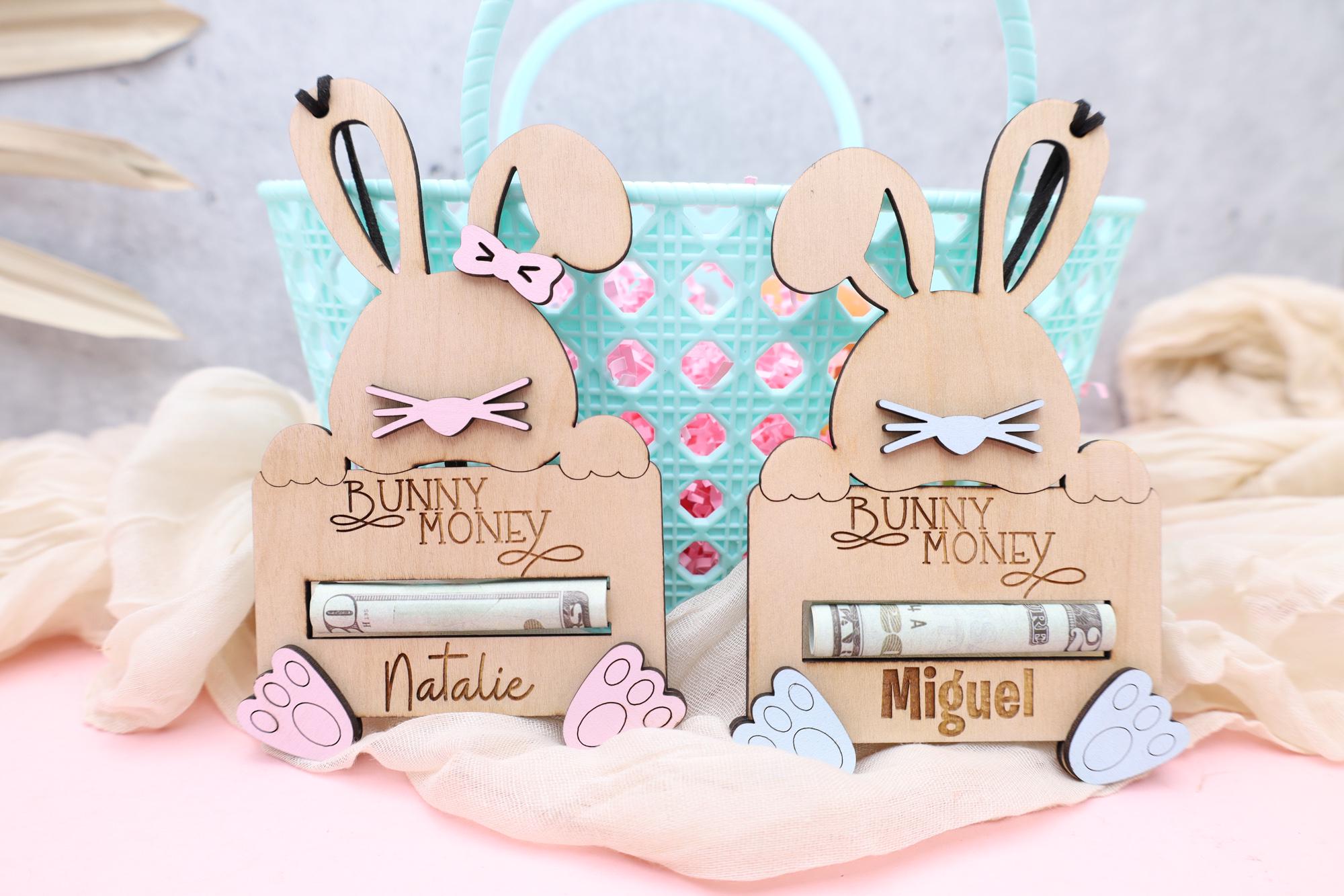 Easter Bunny Money Holder, Custom Easter Basket Tag, Basket Stuffer for Kids