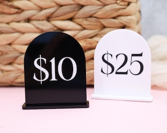 Acrylic Price Sign – Modern Tabletop Pricing Display for Shops