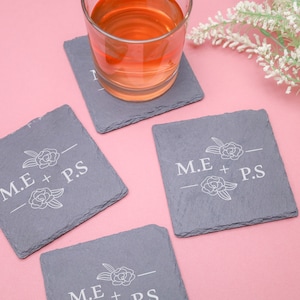 Personalized Coaster,Wedding Gift,Monogram Coasters,Gift for Couple,Bridal Shower Gift,Birthday Gift,Gift for Mom