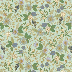 Rifle Paper Co Colette in Mint Metallic Fabric by Cotton + Steel