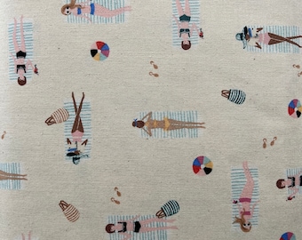Rifle Paper Co Amalfi Sun Girls in Natural Unbleached Cotton by Cotton + Steel