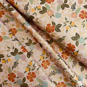 Rifle Paper Co Colette in Blush Metallic Fabric by Cotton + Steel