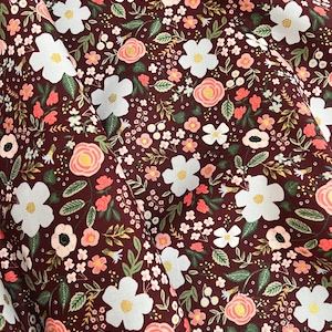 Rifle Paper Co Wildwood in Burgundy Metallic by Cotton + Steel