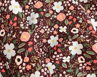 Rifle Paper Co Wildwood in Burgundy Metallic by Cotton + Steel