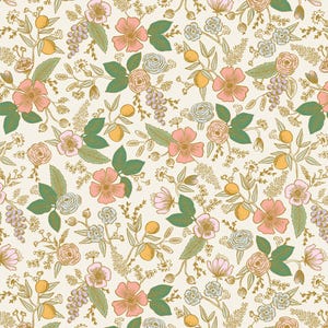 Rifle Paper Co Colette in Cream Metallic Fabric by Cotton + Steel