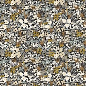 Rifle Paper Co Meadow in Grey Multi Metallic Cotton by Cotton + Steel