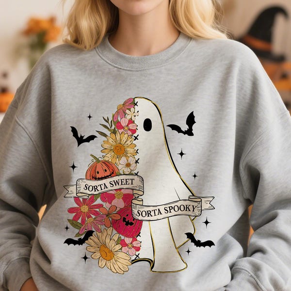 Kwiatowy duch Halloween Art | Akwarela, upiorny PNG (pobieranie cyfrowe)
