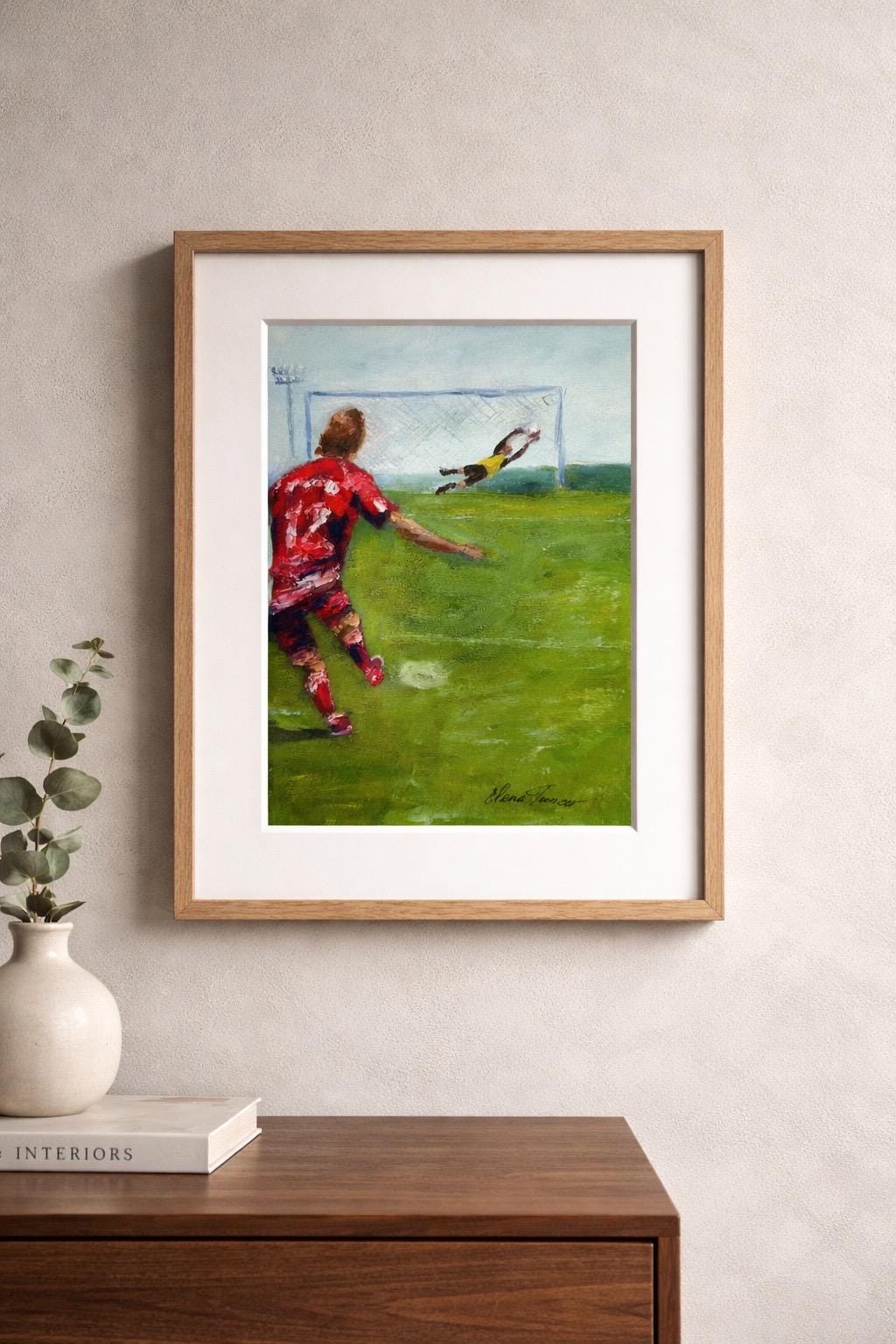 サッカー選手 オリジナル油絵 アクションスポーツのサッカー選手 壁