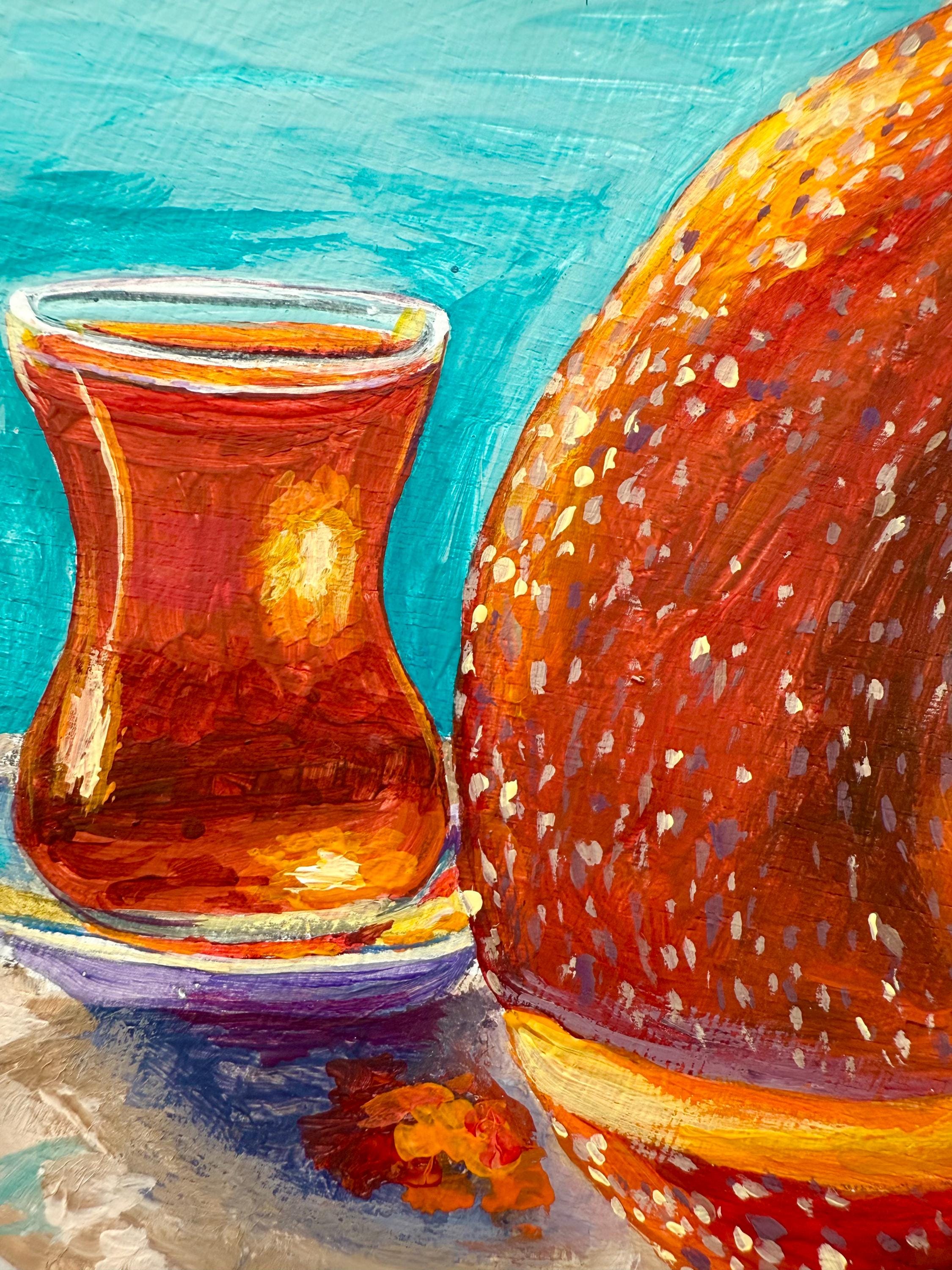 Turkish Tea & Simit (bagel) ORIGINAL Painting Istanbul Breakfast Still ...