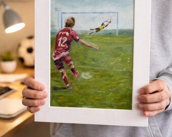 サッカー選手 オリジナル油絵 アクションスポーツのサッカー選手 壁