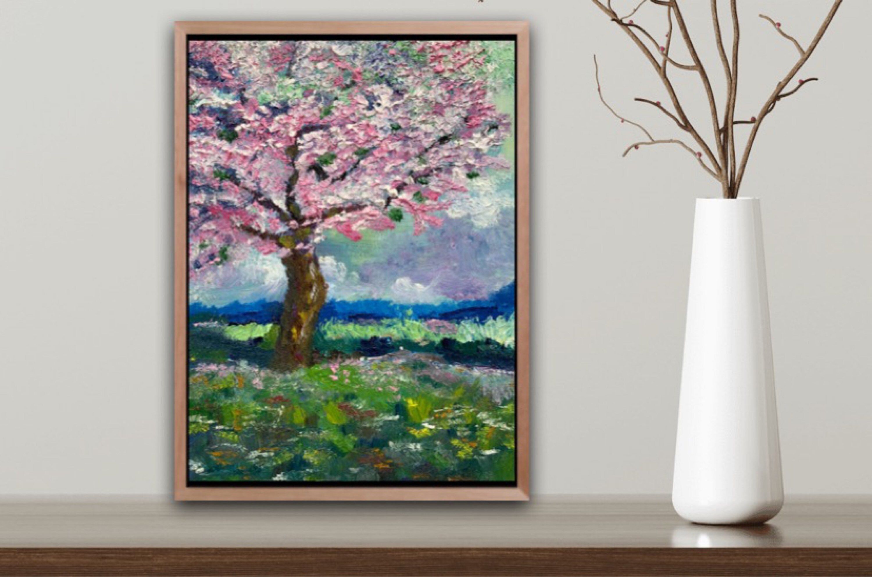 油絵 油彩  絵 絵画【Çherry blossom road】 油絵 油彩 絵 絵画【Çherry blossom road】 - メルカリ