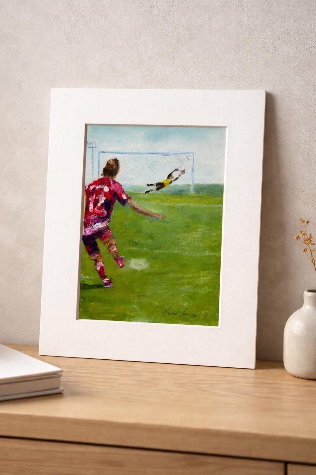 サッカー選手 オリジナル油絵 アクションスポーツのサッカー選手 壁