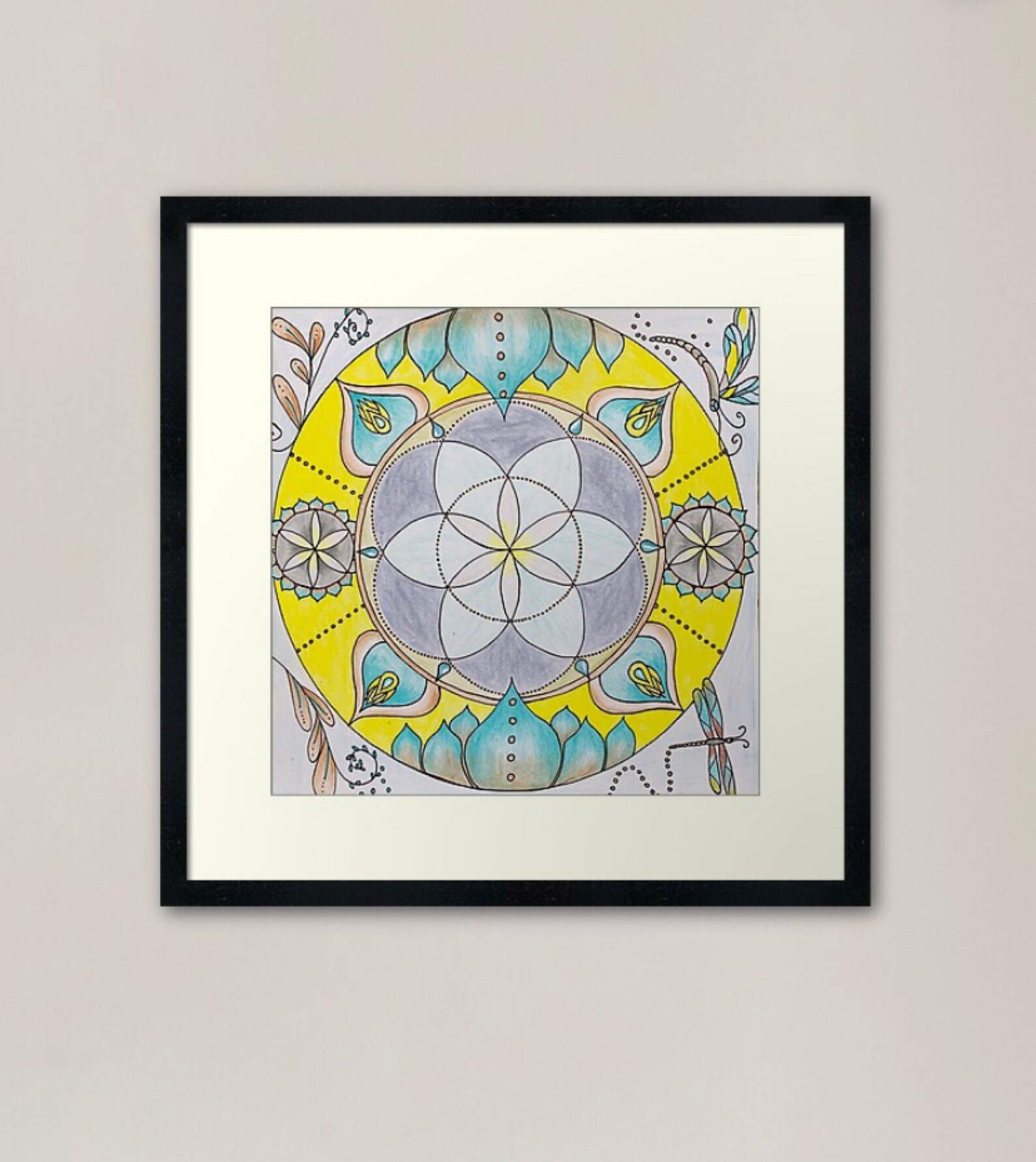 DIGITAL PRINTABLE Yellow Turquoise Mandala Wall Art Digital Etsy
