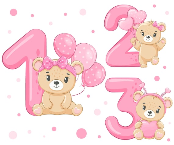 Bear Party Digital Clipart Girl Birthday Clip Art Digital | Etsy