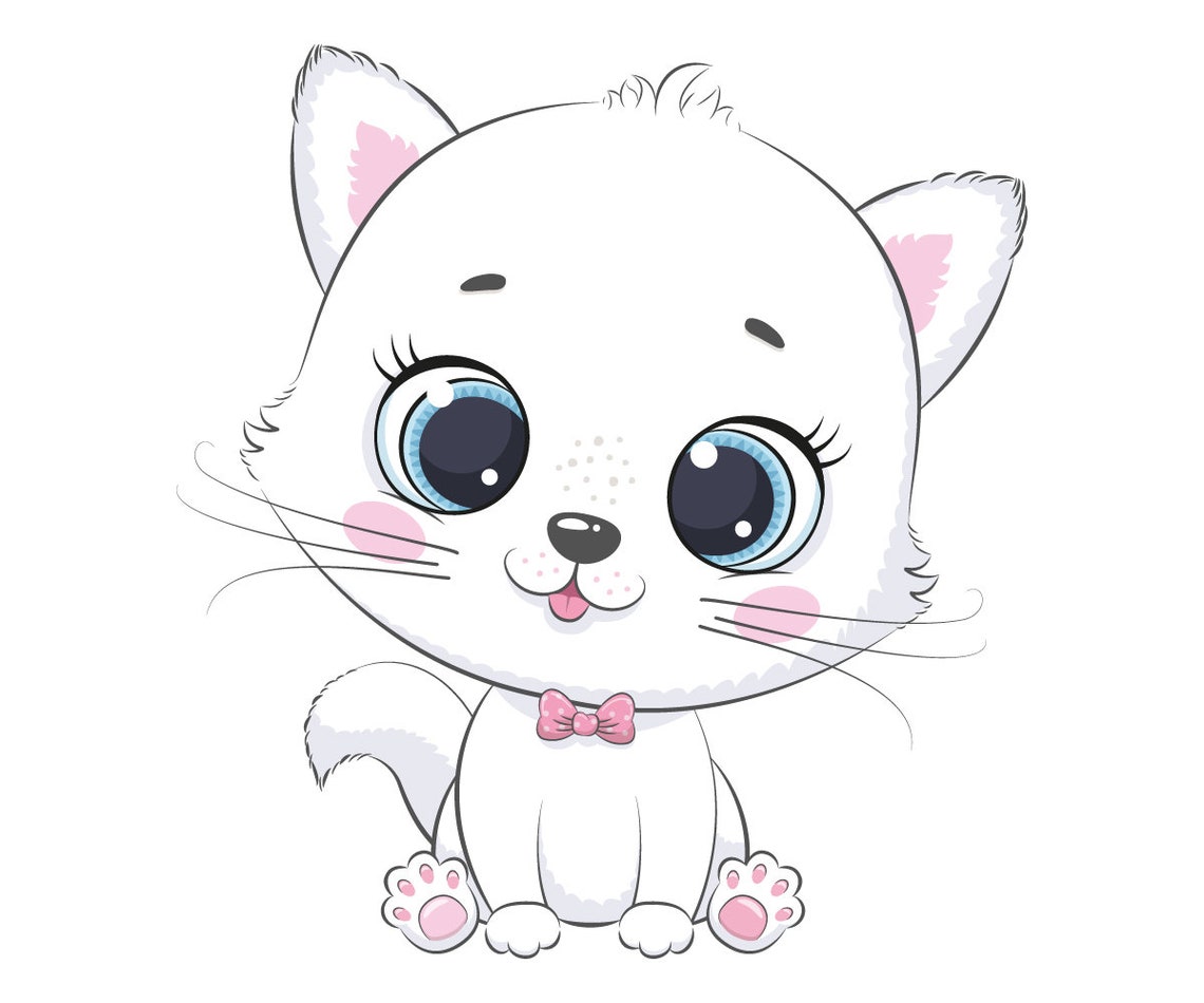 Cute Kitten Clipart PNG EPS JPEG Cat Clipart | Etsy