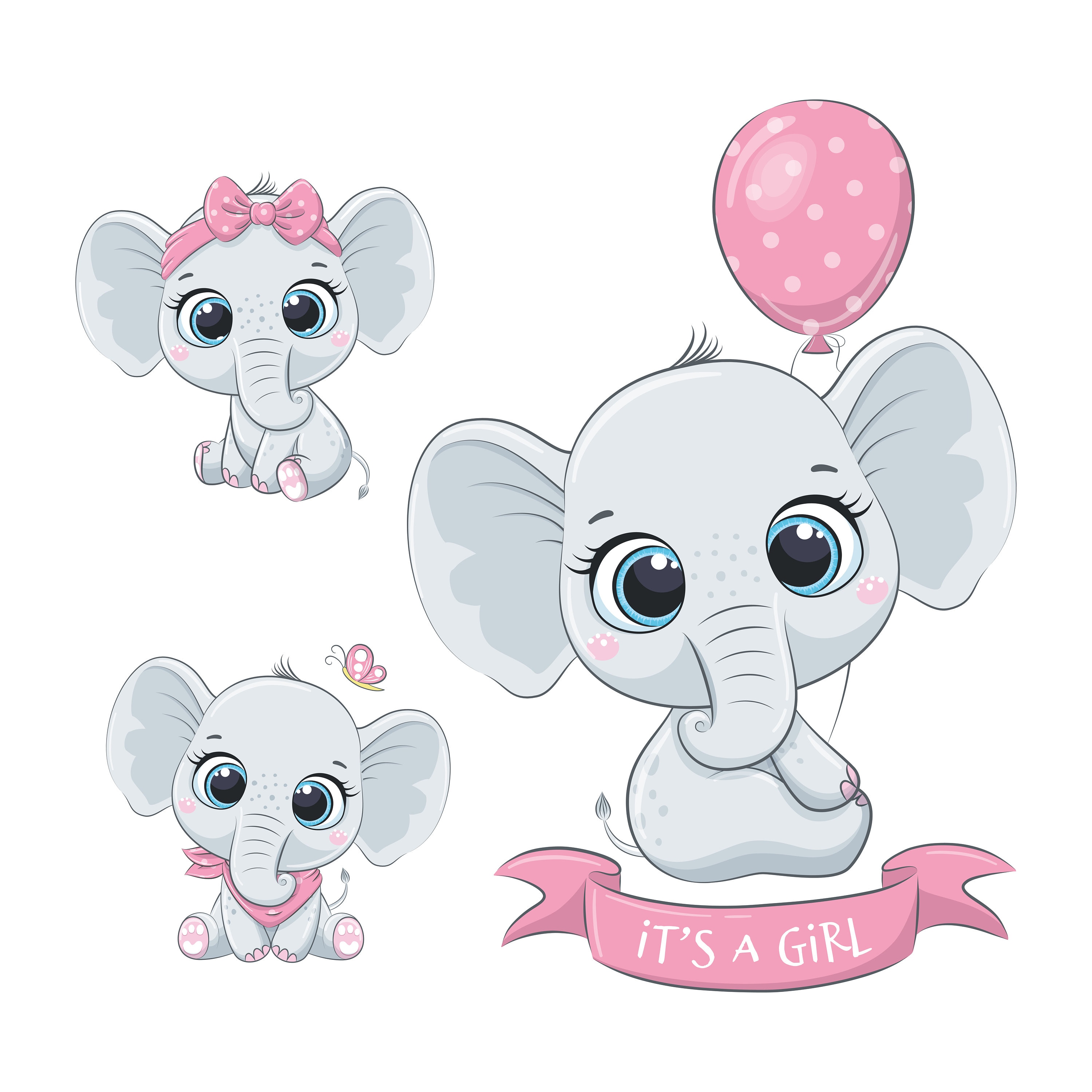 Elephant Baby Shower Clipart PNG JPEG EPS Elephant Baby | Etsy