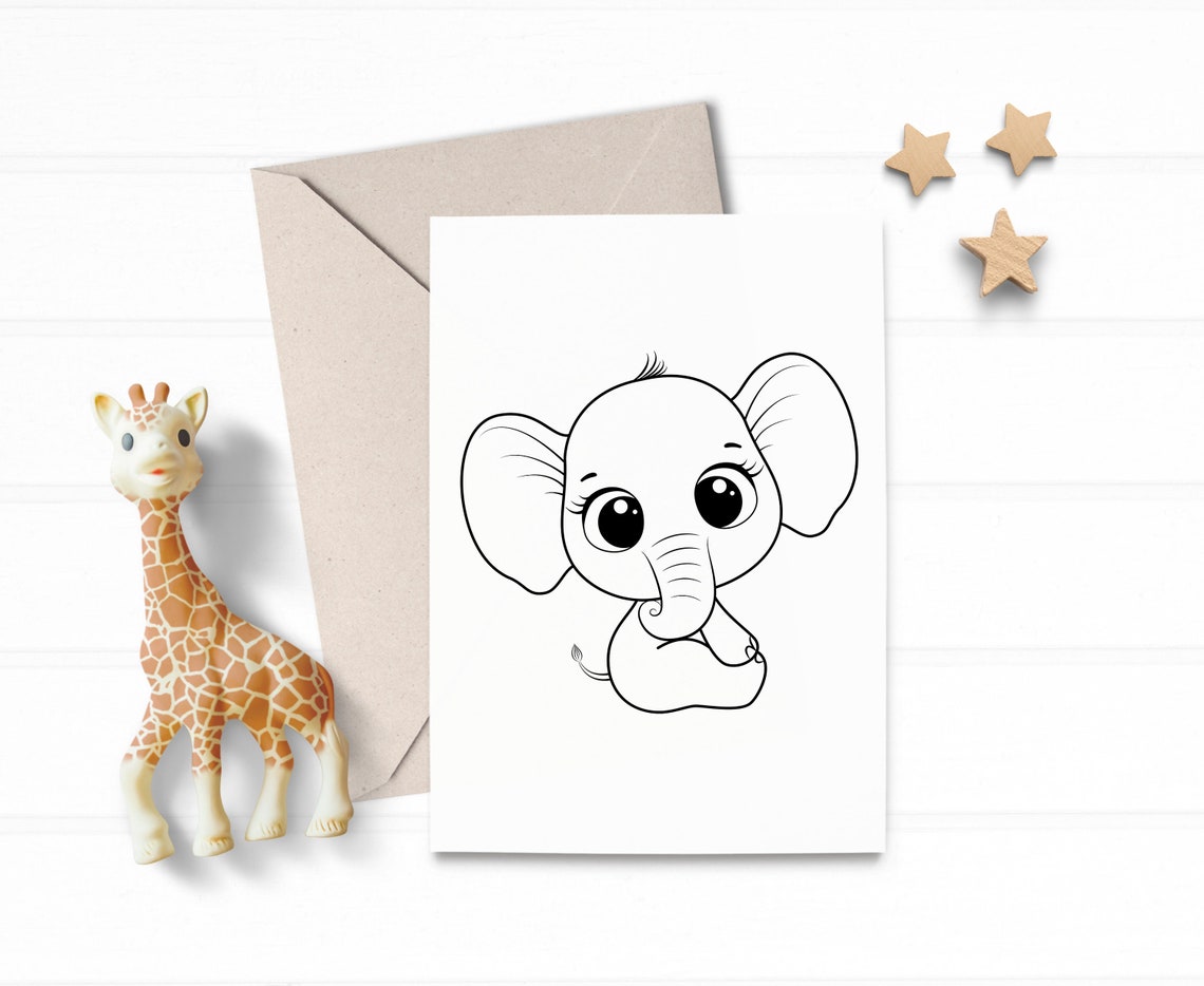 Baby elephant SVG PNG EPS. Cute baby elephant clipart. | Etsy