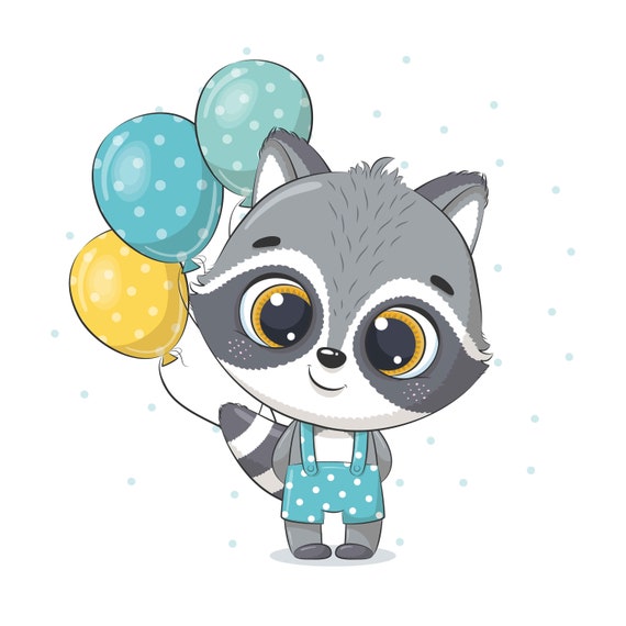 Cute Raccoon Png Eps Digital Download Baby Coon Clipart Etsy