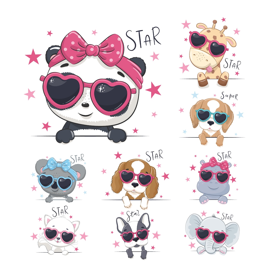 Baby Girl Clipart Cute Animal Clip Art EPS PNG JPEG Cute | Etsy