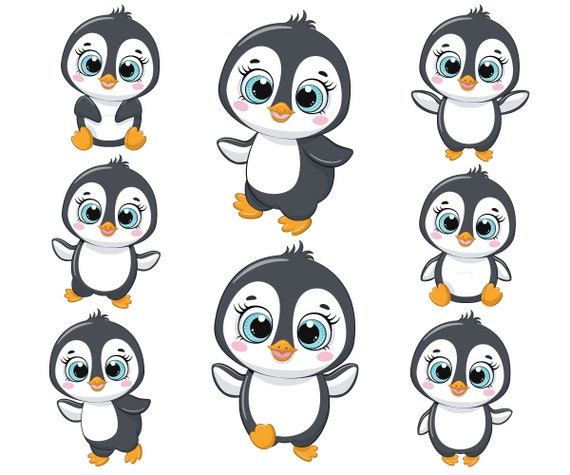 Cute Penguin Clip Art Christmas Clipart PNG EPS JPEG Baby | Etsy