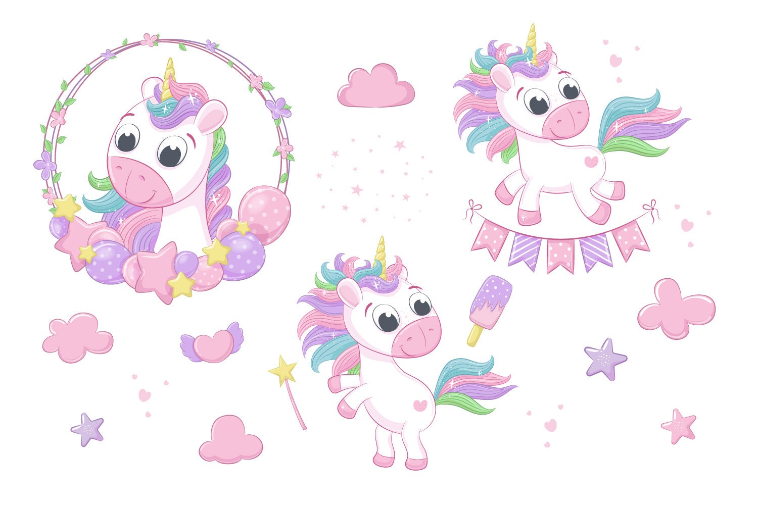 Unicornio Clipart Unicornio PNG EPS JPG Linda Clipart Bebé | Etsy