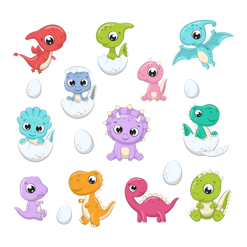 Süße Baby Dinosaurier Clipart PNG EPS digitale ClipArt | Etsy