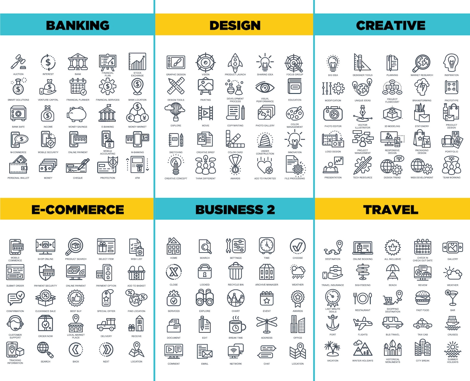 SVG Icons Bundle - 500+ Icons - Business Icons, Social Icons, Editable ...