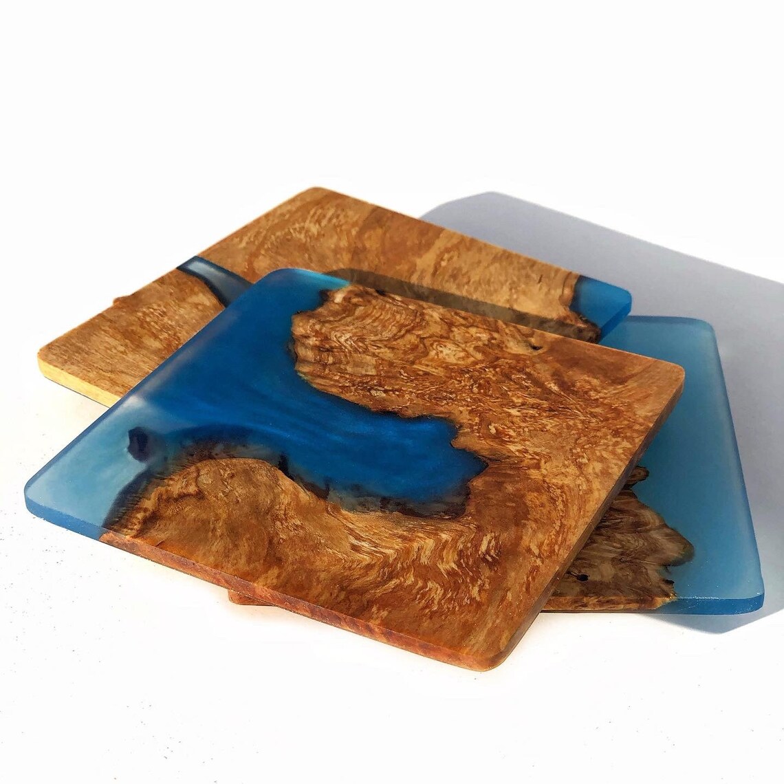 Set of stunning personalised wood and resin coasters. Etsy