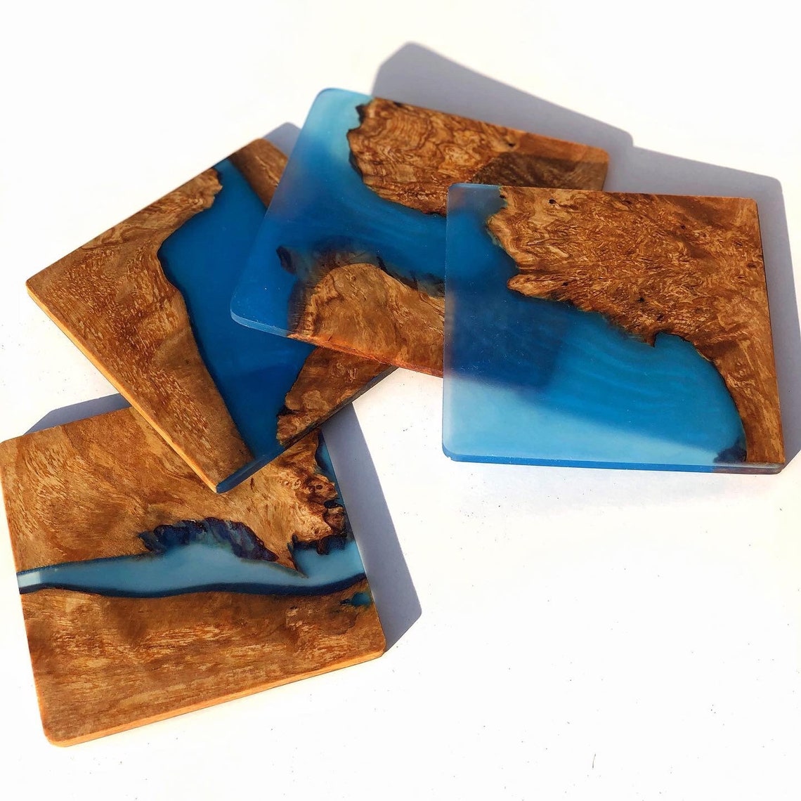 Set of stunning personalised wood and resin coasters. Etsy