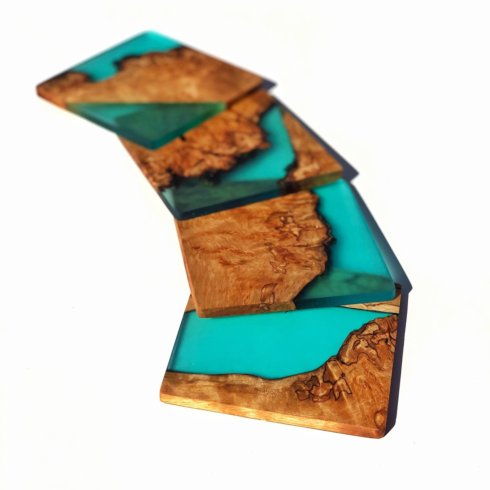 Set of stunning personalised wood and resin coasters. Etsy