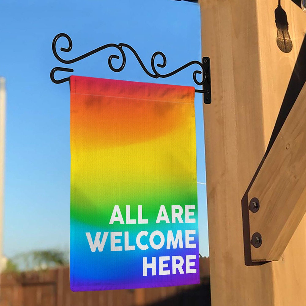 All Are Welcome Here Flag, LGBTQ Gay Pride Garden Flag sold by Coffee ...