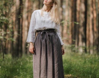 Linen Maxi Skirt , Long Skirt, Summer Skirt, Handmade Skirt, Linen Skirt with Pockets