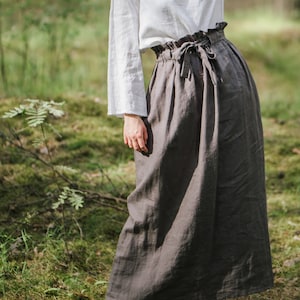 Linen Maxi Skirt , Long Skirt, Summer Skirt, Handmade Skirt, Linen Skirt with Pockets image 5